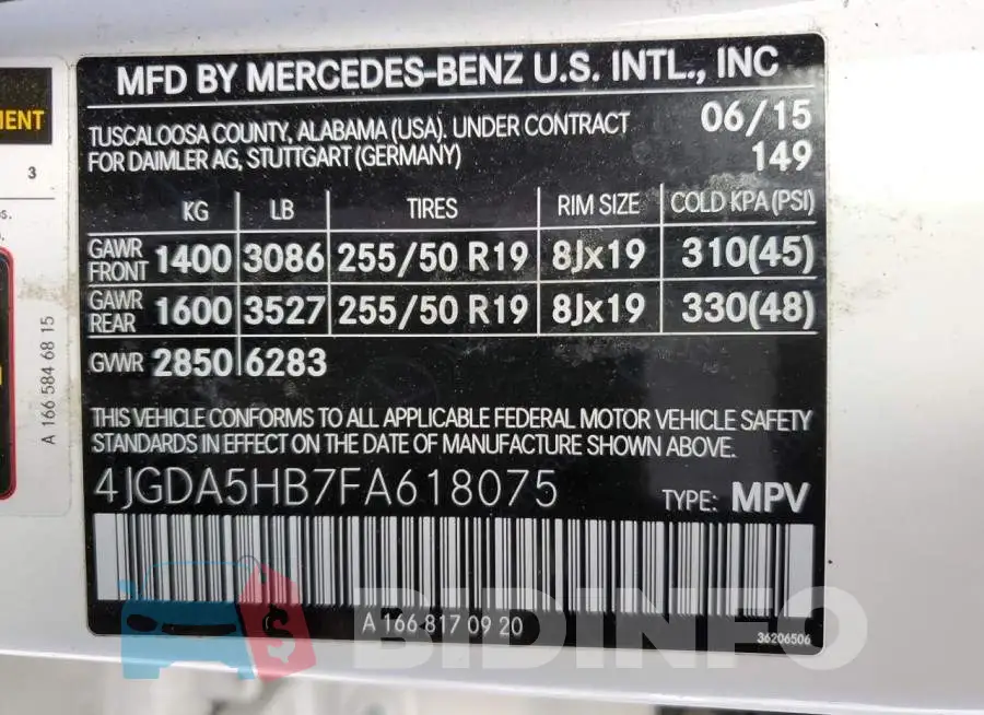4JGDA5HB7FA618075 Photo# 10