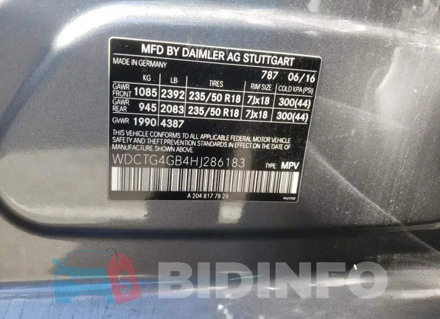 WDCTG4GB4HJ286183 Photo# 13