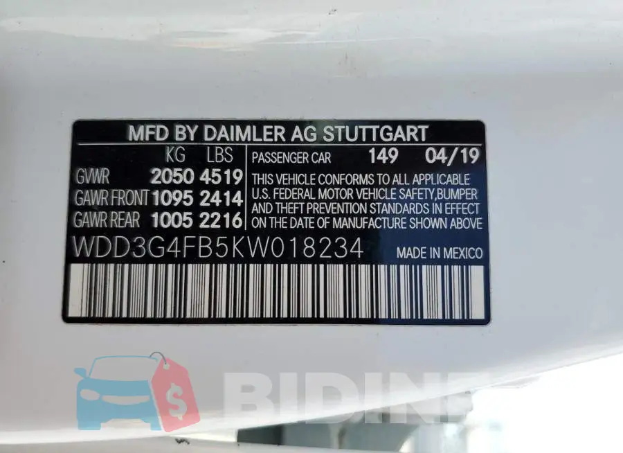 WDD3G4FB5KW018234 Photo# 12