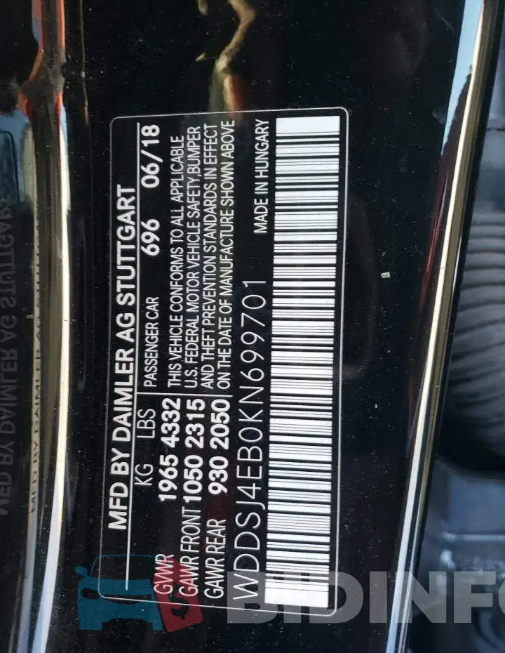 WDDSJ4EB0KN699701 Photo# 13