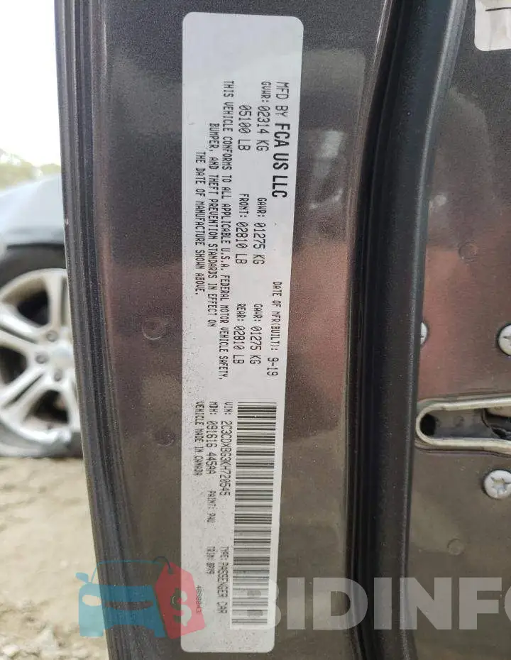 2C3CDXBG3KH720545 Photo# 12