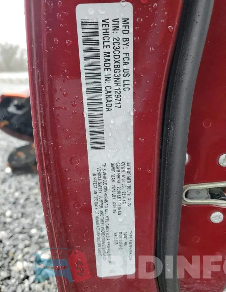 2C3CDXBG3NH129717 Photo# 12