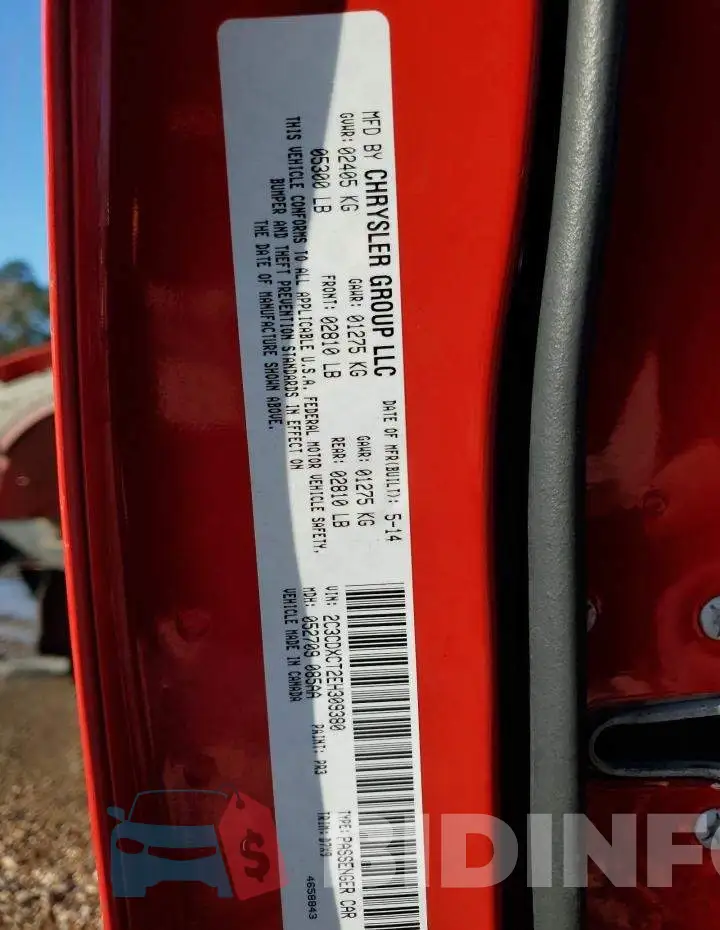 2C3CDXCT2EH309380 Photo# 13