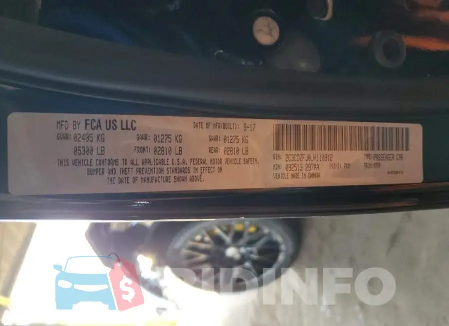 2C3CDZFJ0JH110912 Photo# 12