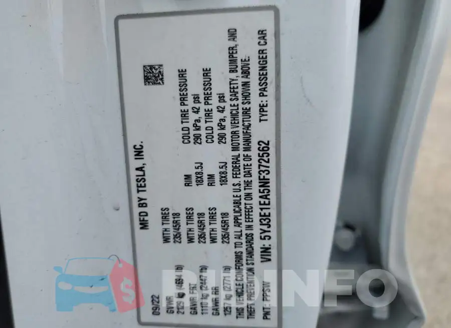 5YJ3E1EA5NF372562 Photo# 12