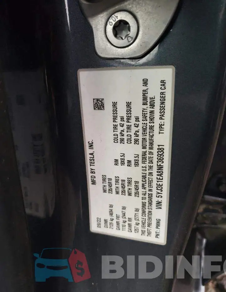 5YJ3E1EA8NF369381 Photo# 12