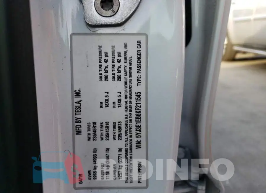 5YJ3E1EB6KF211545 Photo# 12