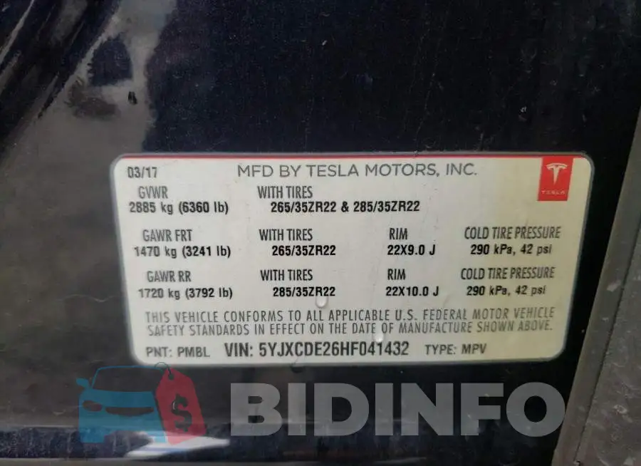 5YJXCDE26HF041432 Photo# 12