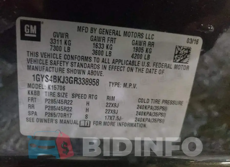 1GYS4BKJ3GR338958 Photo# 14