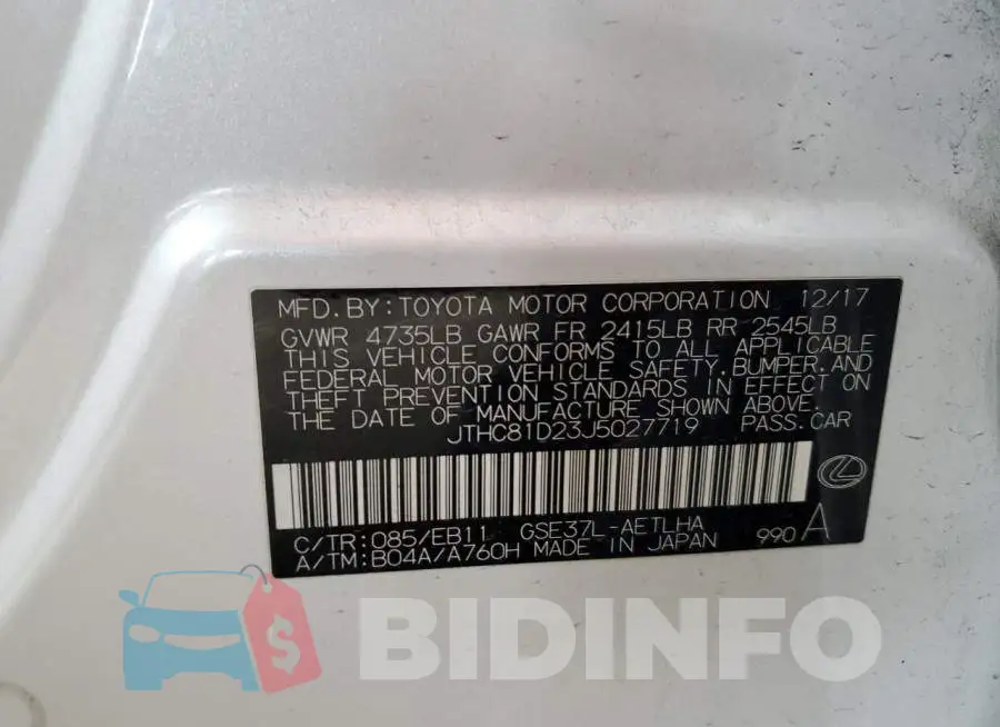 JTHC81D23J5027719 Photo# 13