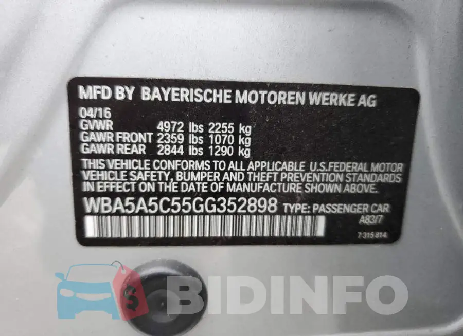 WBA5A5C55GG352898 Photo# 12