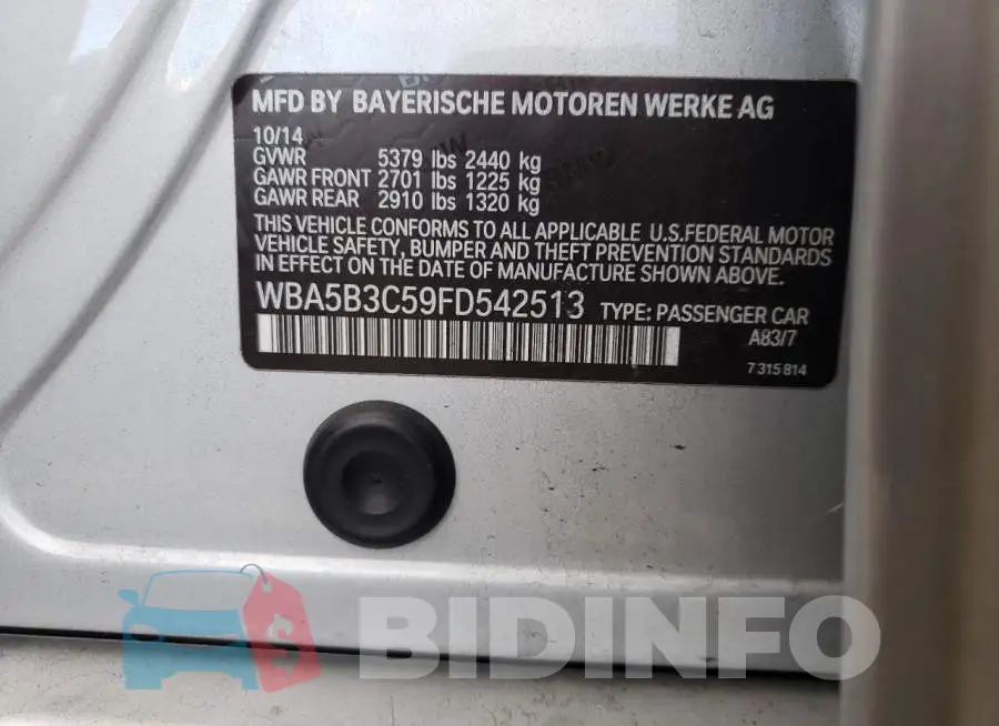 WBA5B3C59FD542513 Photo# 12