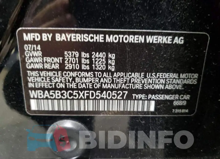 WBA5B3C5XFD540527 Photo# 12