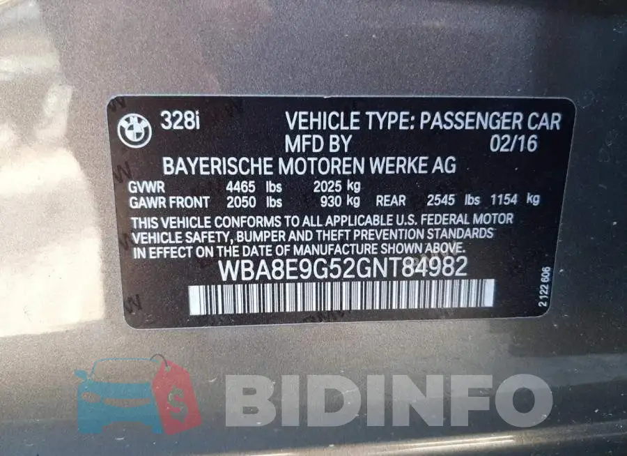 WBA8E9G52GNT84982 Photo# 12