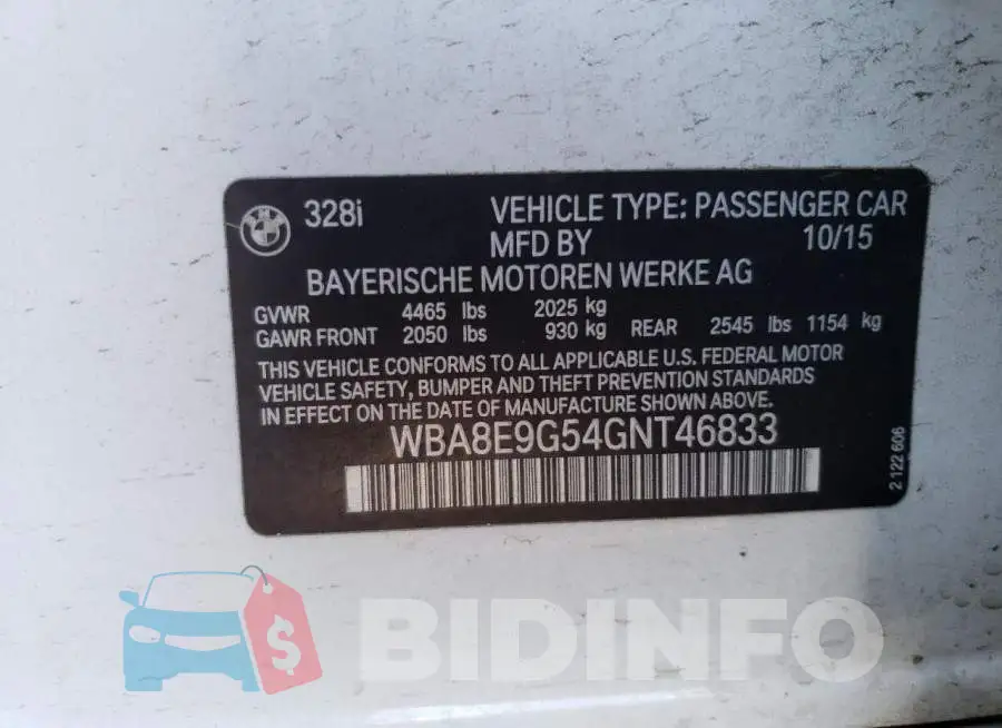 WBA8E9G54GNT46833 Photo# 12