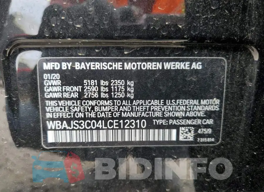 WBAJS3C04LCE12310 Photo# 12