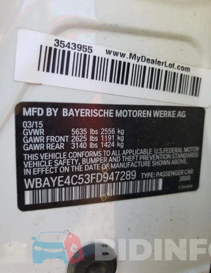 WBAYE4C53FD947289 Photo# 12