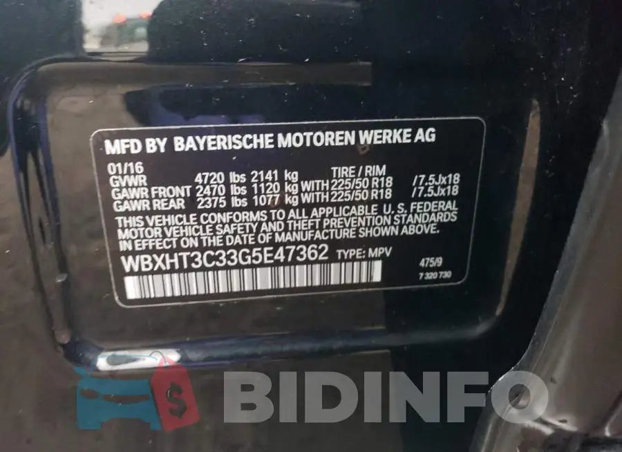 WBXHT3C33G5E47362 Photo# 13