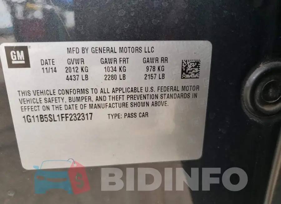 1G11B5SL1FF232317 Photo# 12