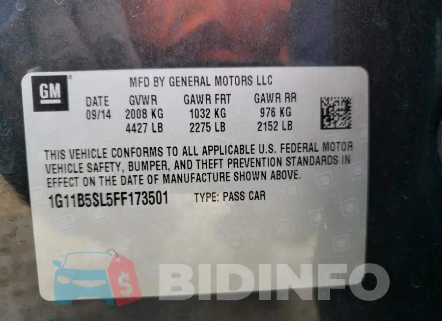 1G11B5SL5FF173501 Photo# 12
