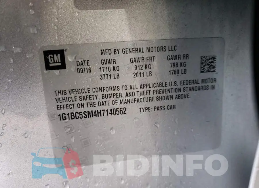 1G1BC5SM4H7140562 Photo# 12