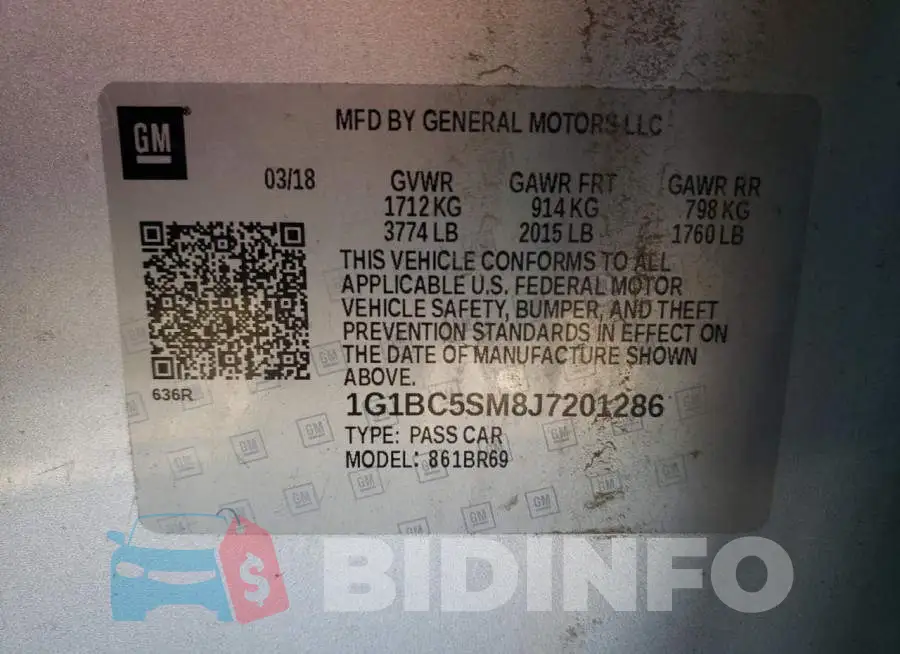 1G1BC5SM8J7201286 Photo# 14