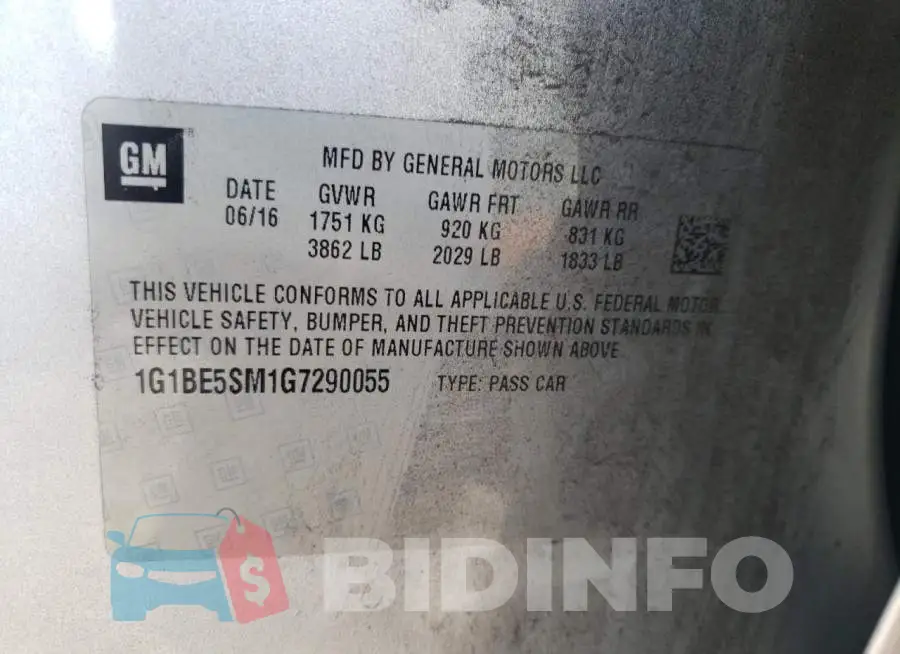 1G1BE5SM1G7290055 Photo# 12
