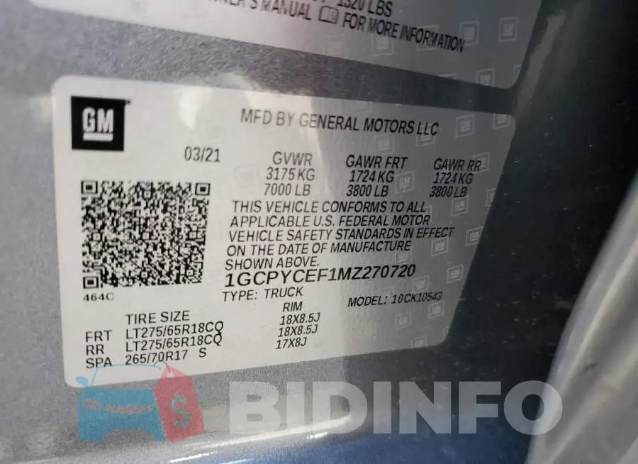 1GCPYCEF1MZ270720 Photo# 12