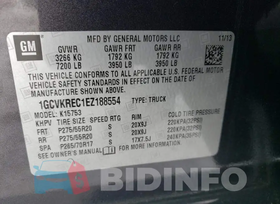 1GCVKREC1EZ188554 Photo# 12
