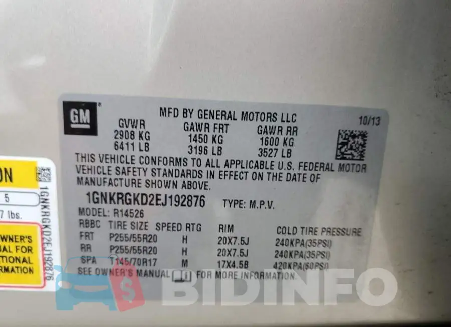 1GNKRGKD2EJ192876 Photo# 13