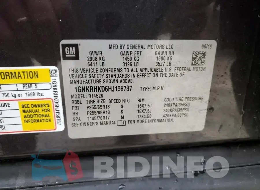 1GNKRHKD6HJ158787 Photo# 10