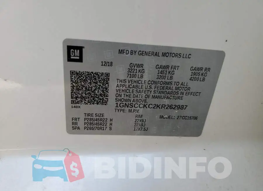 1GNSCCKC2KR262987 Photo# 14