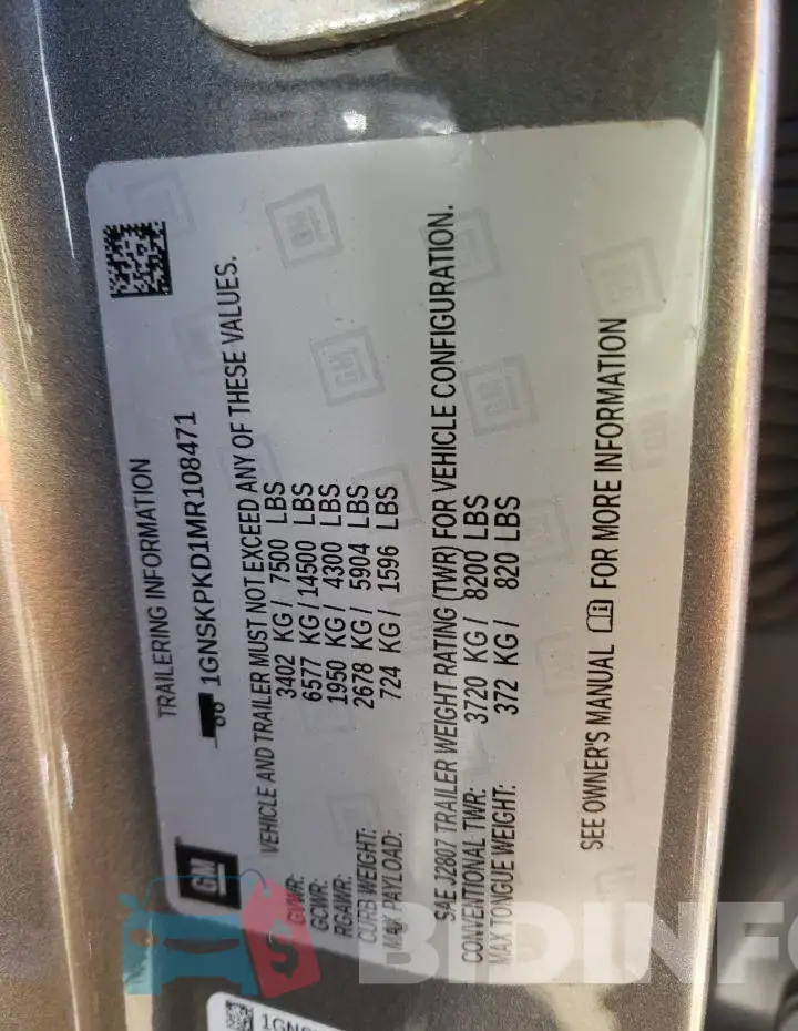 1GNSKPKD1MR108471 Photo# 10
