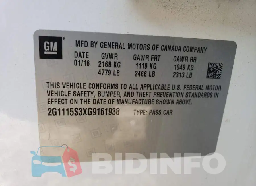 2G1115S3XG9161938 Photo# 12