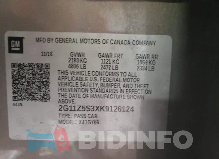 2G11Z5S3XK9126124 Photo# 12