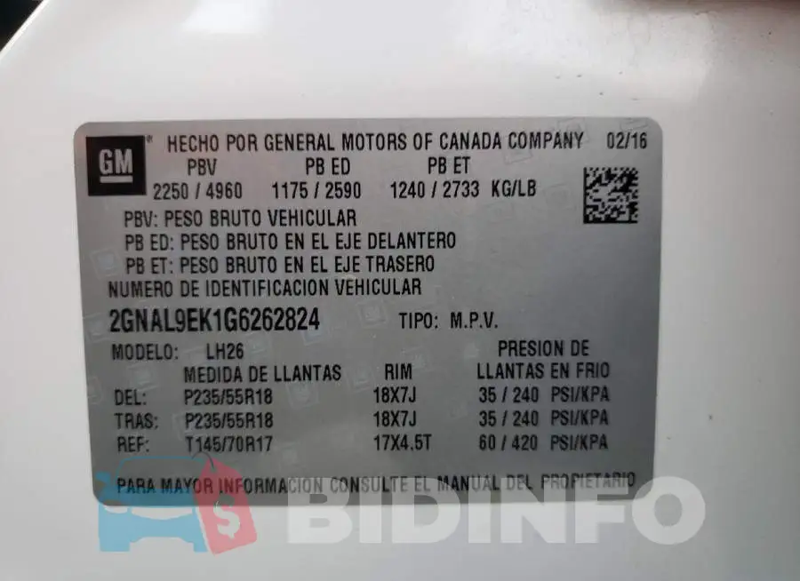 2GNAL9EK1G6262824 Photo# 12