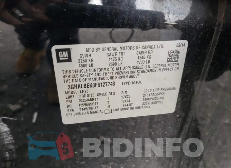 2GNALBEK8F6127748 Photo# 10