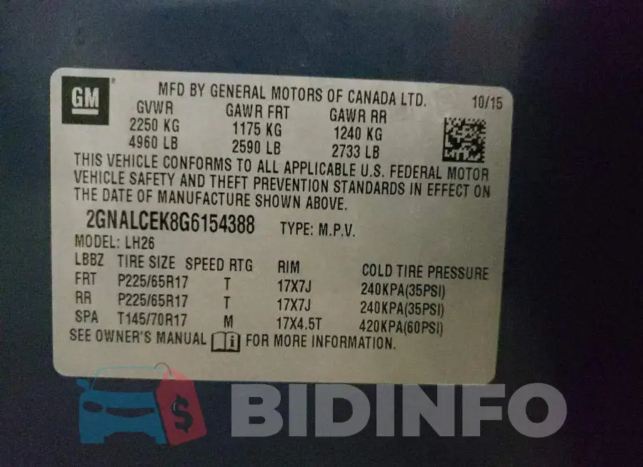 2GNALCEK8G6154388 Photo# 13
