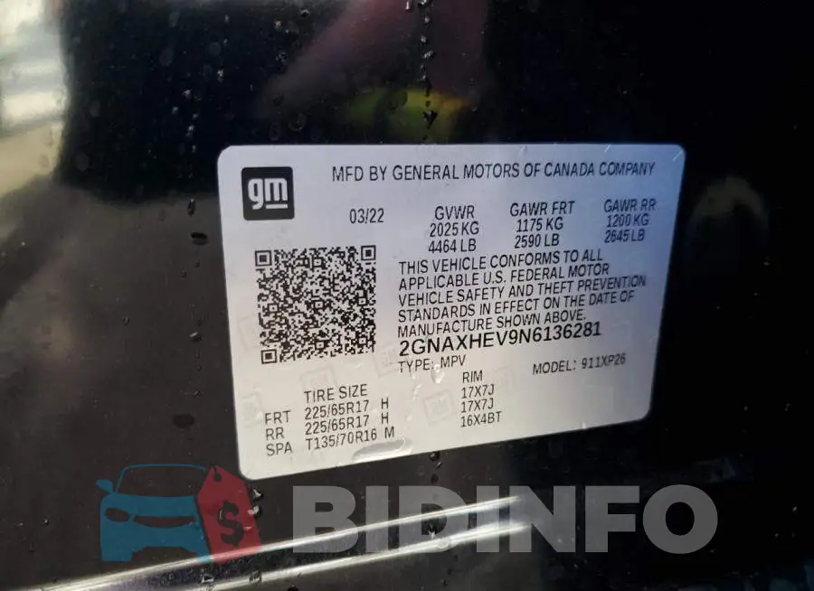 2GNAXHEV9N6136281 Photo# 13