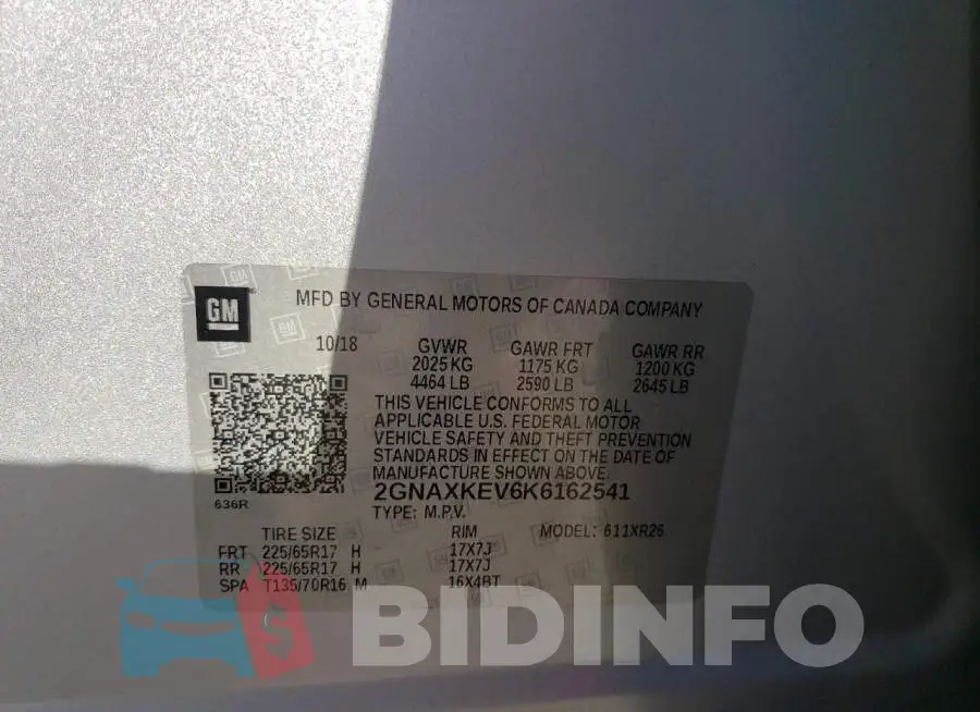 2GNAXKEV6K6162541 Photo# 14