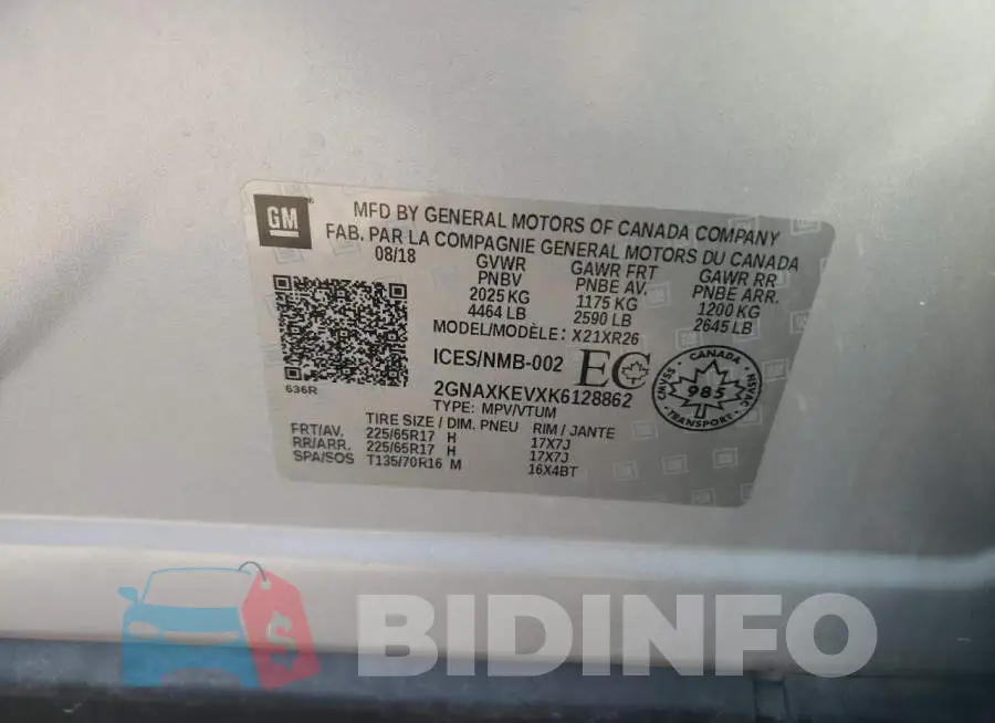 2GNAXKEVXK6128862 Photo# 12