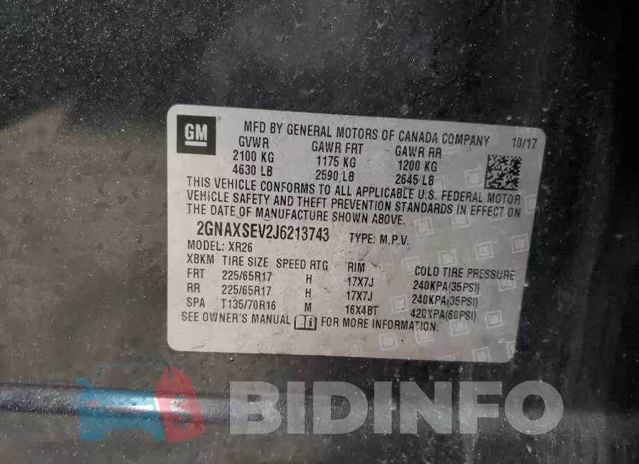 2GNAXSEV2J6213743 Photo# 13