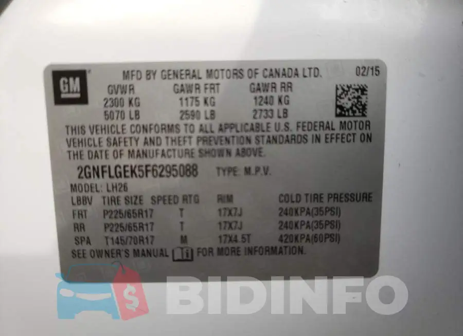 2GNFLGEK5F6295088 Photo# 10