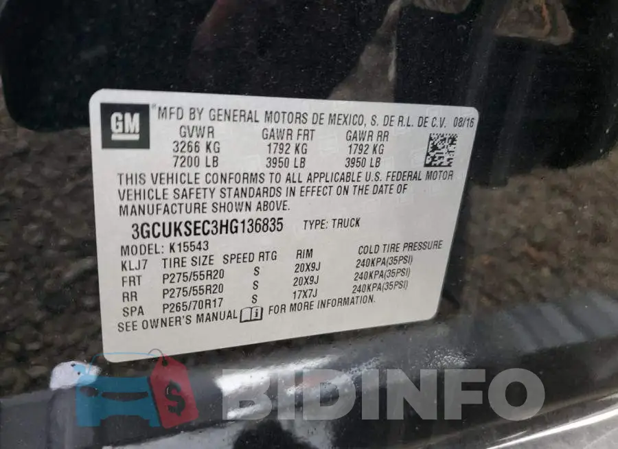 3GCUKSEC3HG136835 Photo# 13