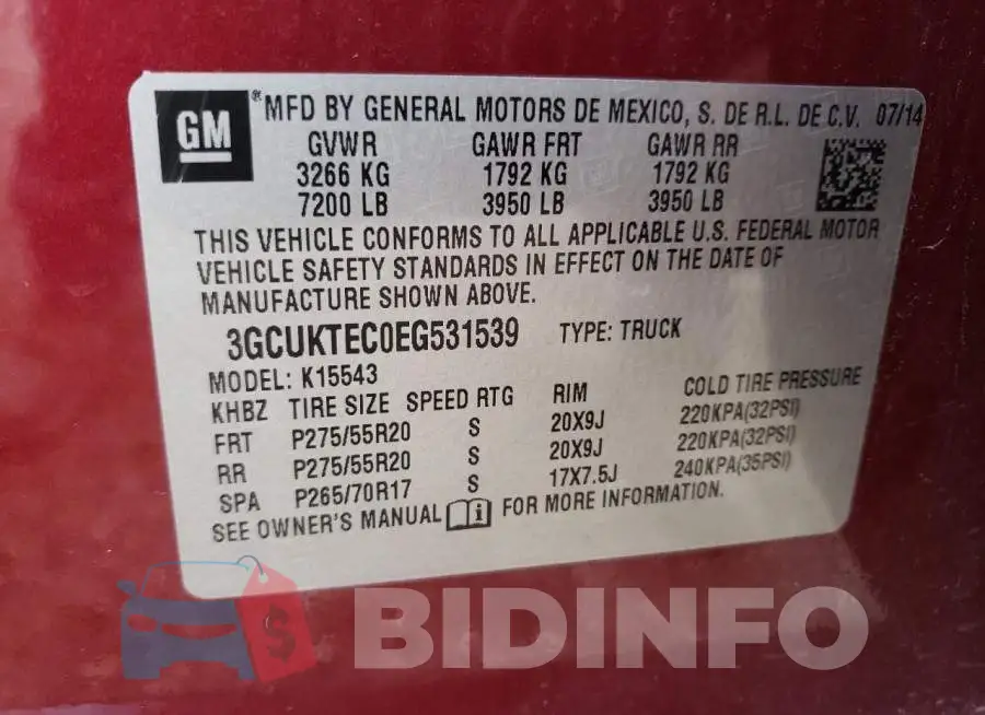 3GCUKTEC0EG531539 Photo# 13