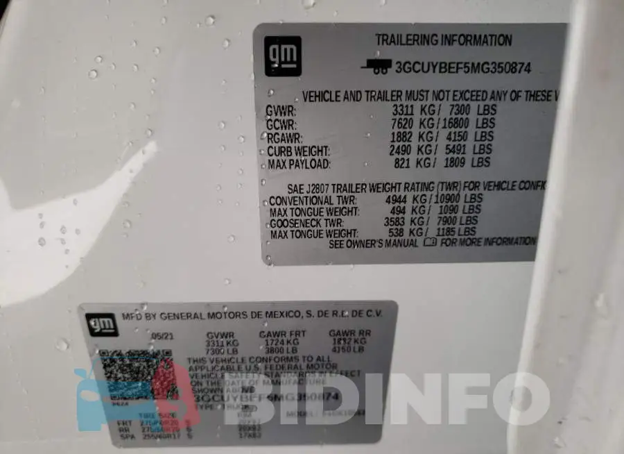 3GCUYBEF5MG350874 Photo# 12
