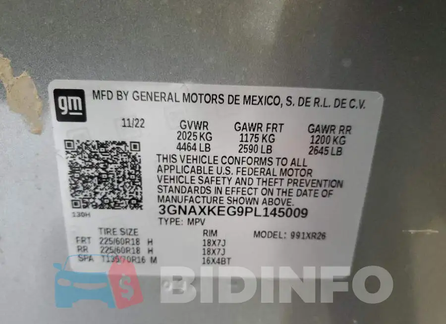 3GNAXKEG9PL145009 Photo# 13