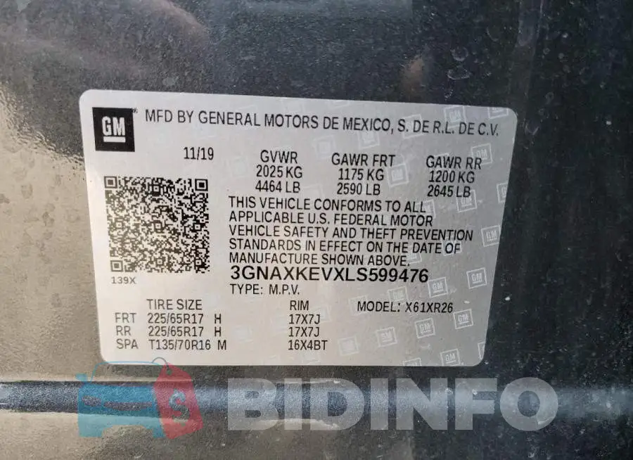 3GNAXKEVXLS599476 Photo# 13