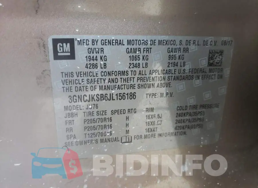 3GNCJKSB6JL156186 Photo# 13