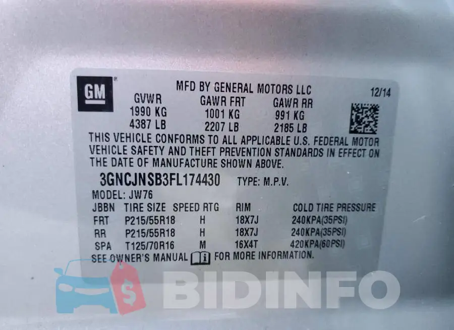 3GNCJNSB3FL174430 Photo# 14